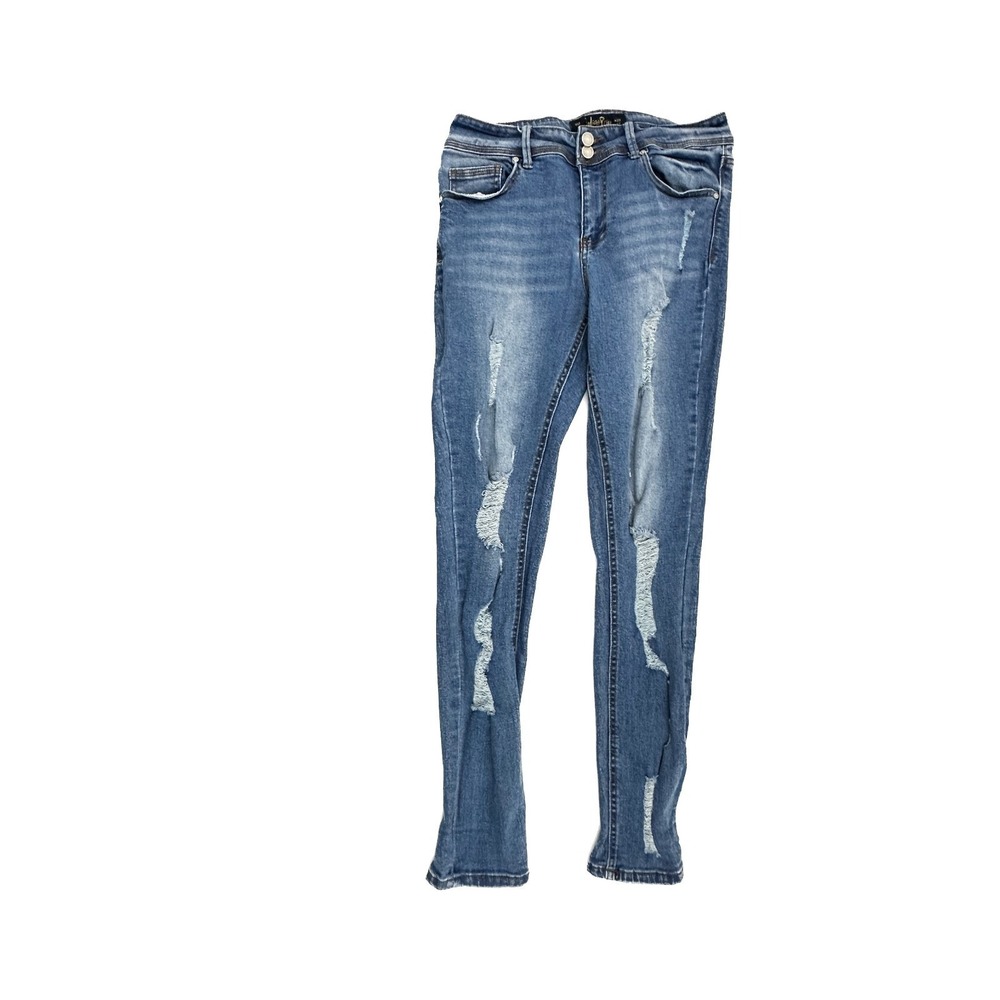Indigo Rein Skinny Distressed Women's size 11 Dark Wash‎ Blue Denim jeans